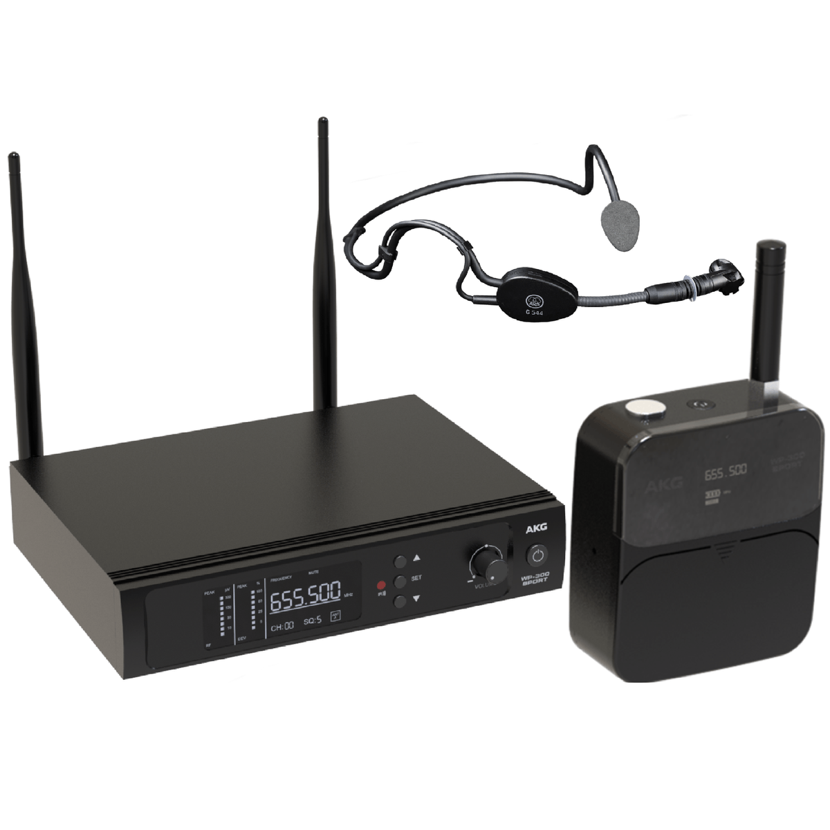 Microfone Sem Fio Headset 100 Canais WP-300 SPORT - AKG-5